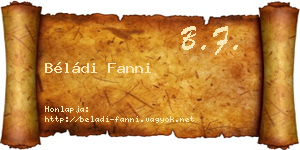 Béládi Fanni névjegykártya